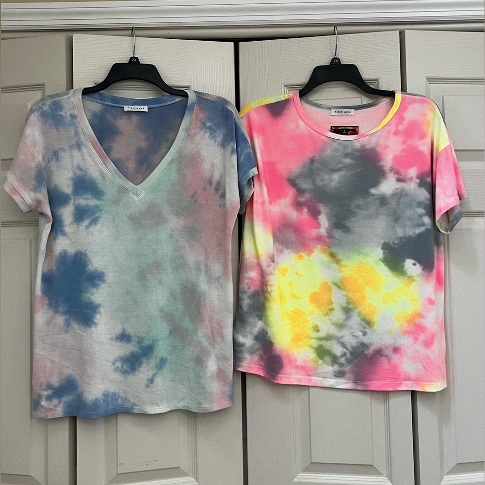 NWT - First Love - Lot of 2 Tie-Dye Short Sleeve Tops - Womans Small